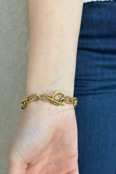 Designer Bold Crest Charm Toggle Clasp Bracelet - RUST & Co.