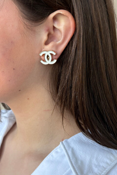 .Designer Charm Studs, White - RUST & Co.