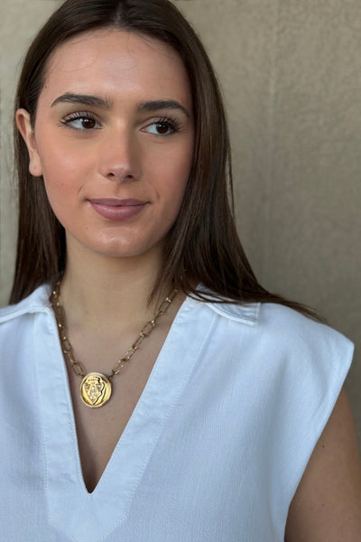 Designer Bold Crest Charm Necklace - RUST & Co.