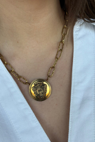 Designer Bold Crest Charm Necklace - RUST & Co.