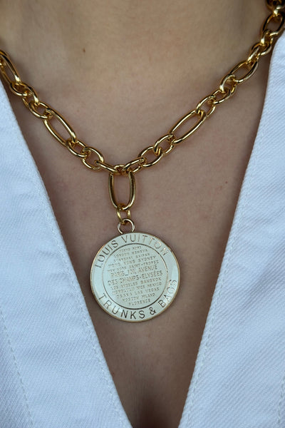 Designer Large Logo Charm Chunky Chain Necklace - RUST & Co.