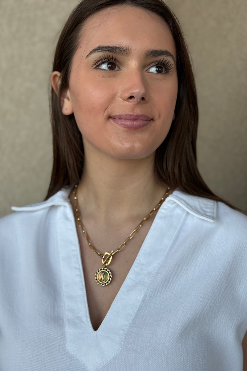 .Designer Antique Gold Charm Necklace - RUST & Co.