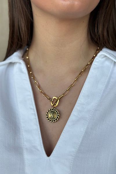 Designer Antique Gold Charm Necklace - RUST & Co.