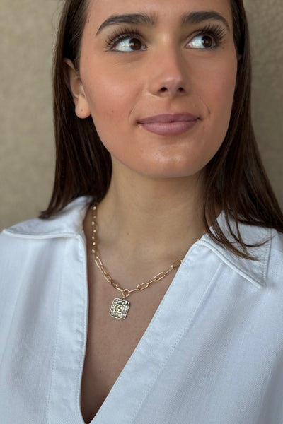 Designer Pavé Rhinestone Charm Paperclip Chain Necklace - RUST & Co.