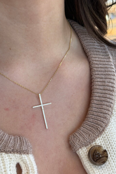 Crystal Cross Necklace, 16-18" - RUST & Co.