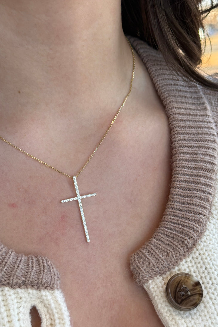 .Crystal Cross Necklace, 16-18" - RUST & Co.