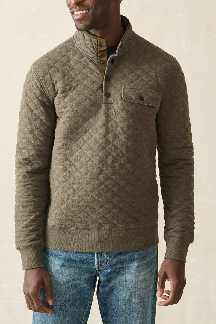 .Faherty Epic Quilted Fleece Pullover, Olive