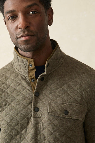 .Faherty Epic Quilted Fleece Pullover, Olive