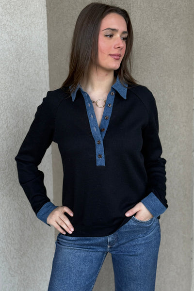 Charley Denim Collar Top