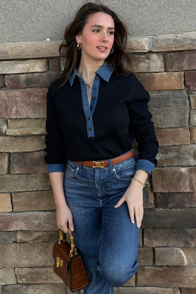 Charley Denim Collar Top