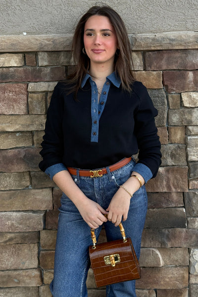 Charley Denim Collar Top