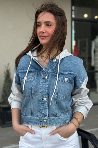 Rag & Bone Miramar Combo Hooded Trucker Jacket