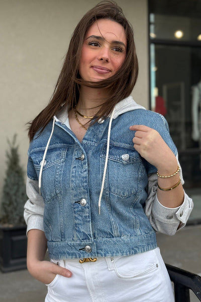 Rag & Bone Miramar Combo Hooded Trucker Jacket