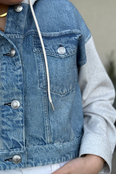 Rag & Bone Miramar Combo Hooded Trucker Jacket