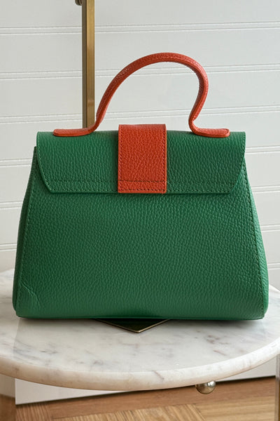 Kit Leather Bag, Green/Orange