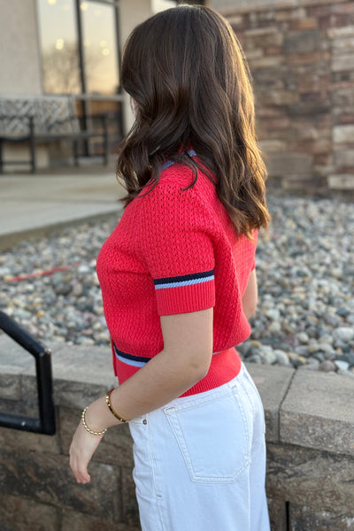 Lauren Pointelle Button Front Sweater