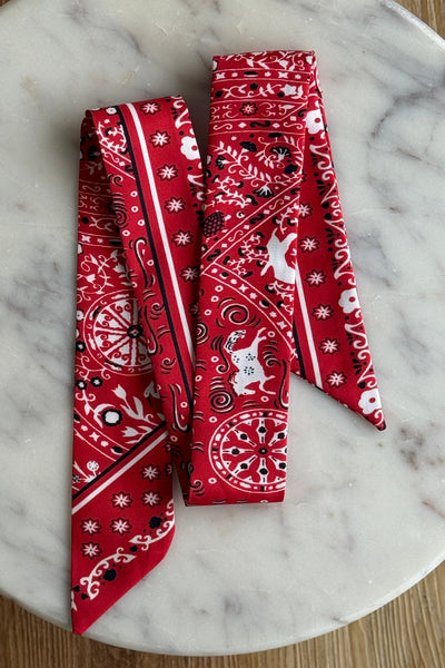 .Handbag Scarf, Red Bandana Print
