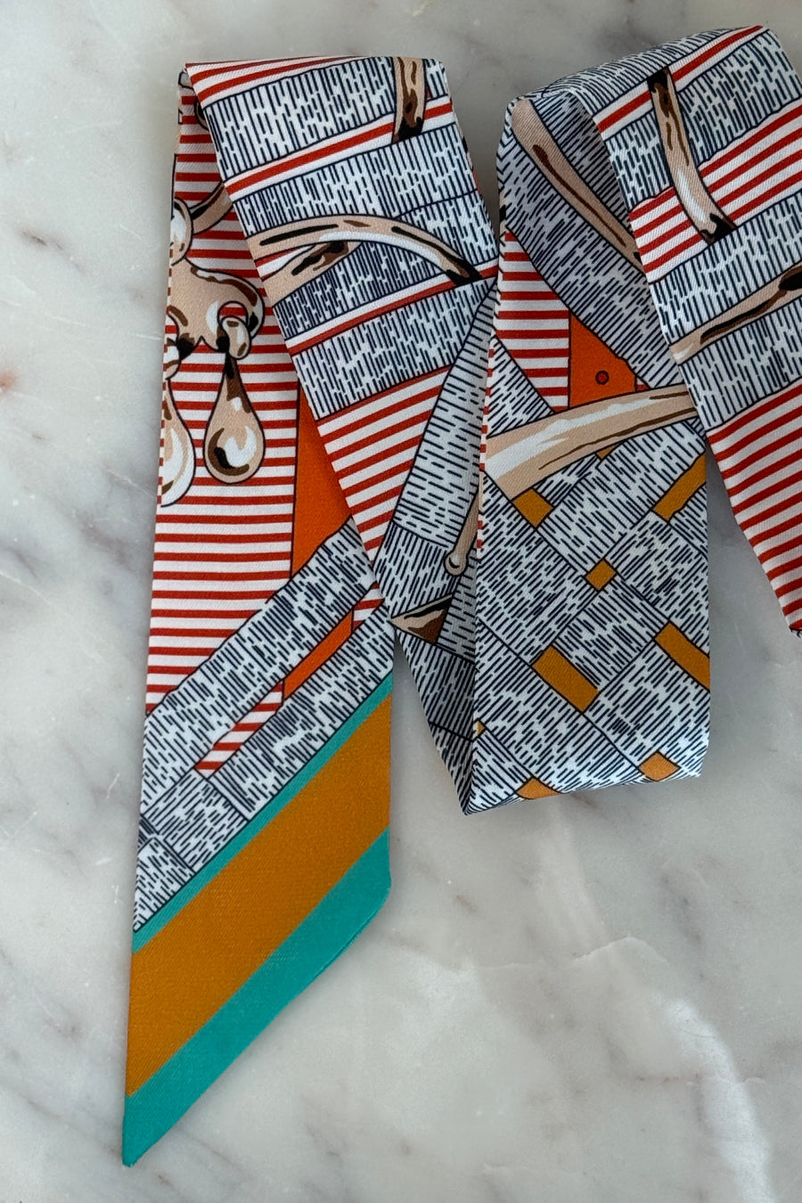 .Handbag Scarf, Graphic Equestrian Print