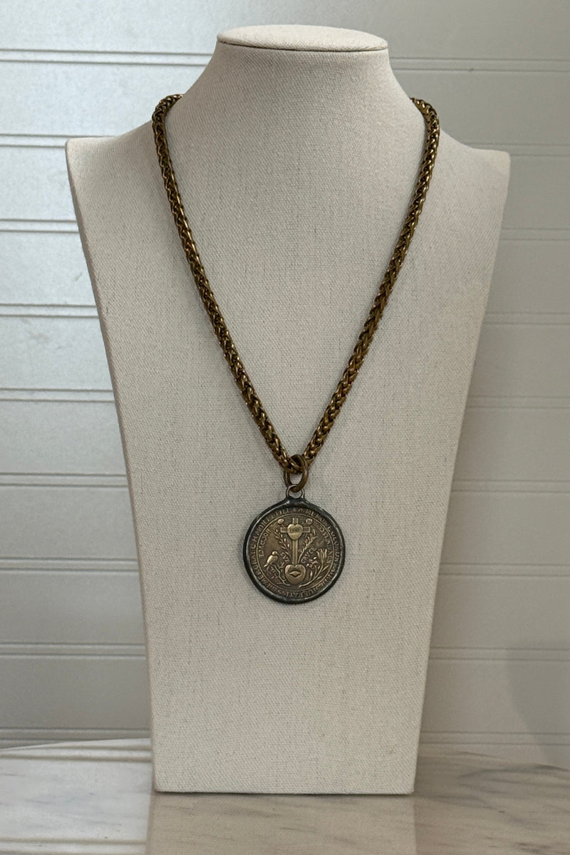 .Sacred Shield Coin Necklace