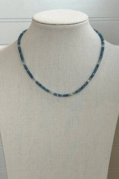 .Mini Beaded Santa Maria Aquamarine & Amazonite Necklace