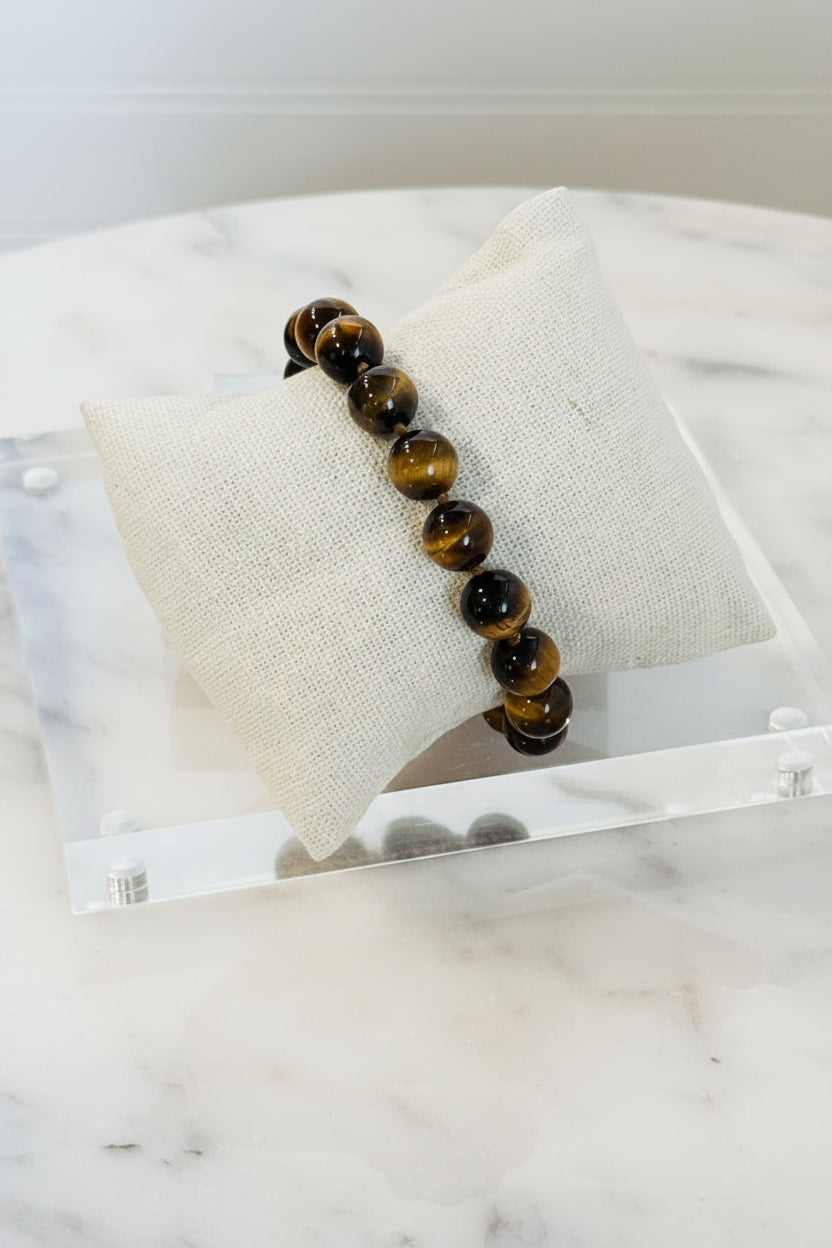 .Tiger Eye Semi Precious Stone Bracelet