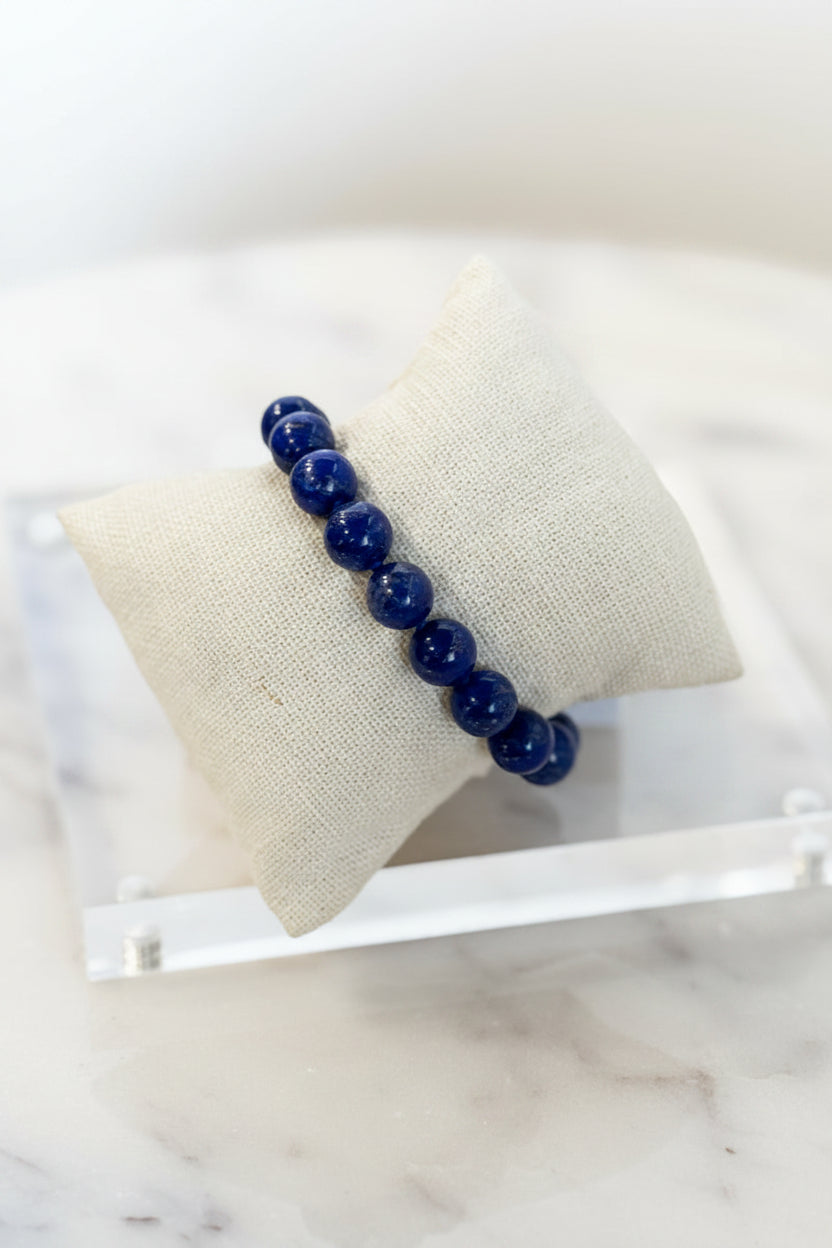 .Blue Lapis Semi Precious Stone Bracelet