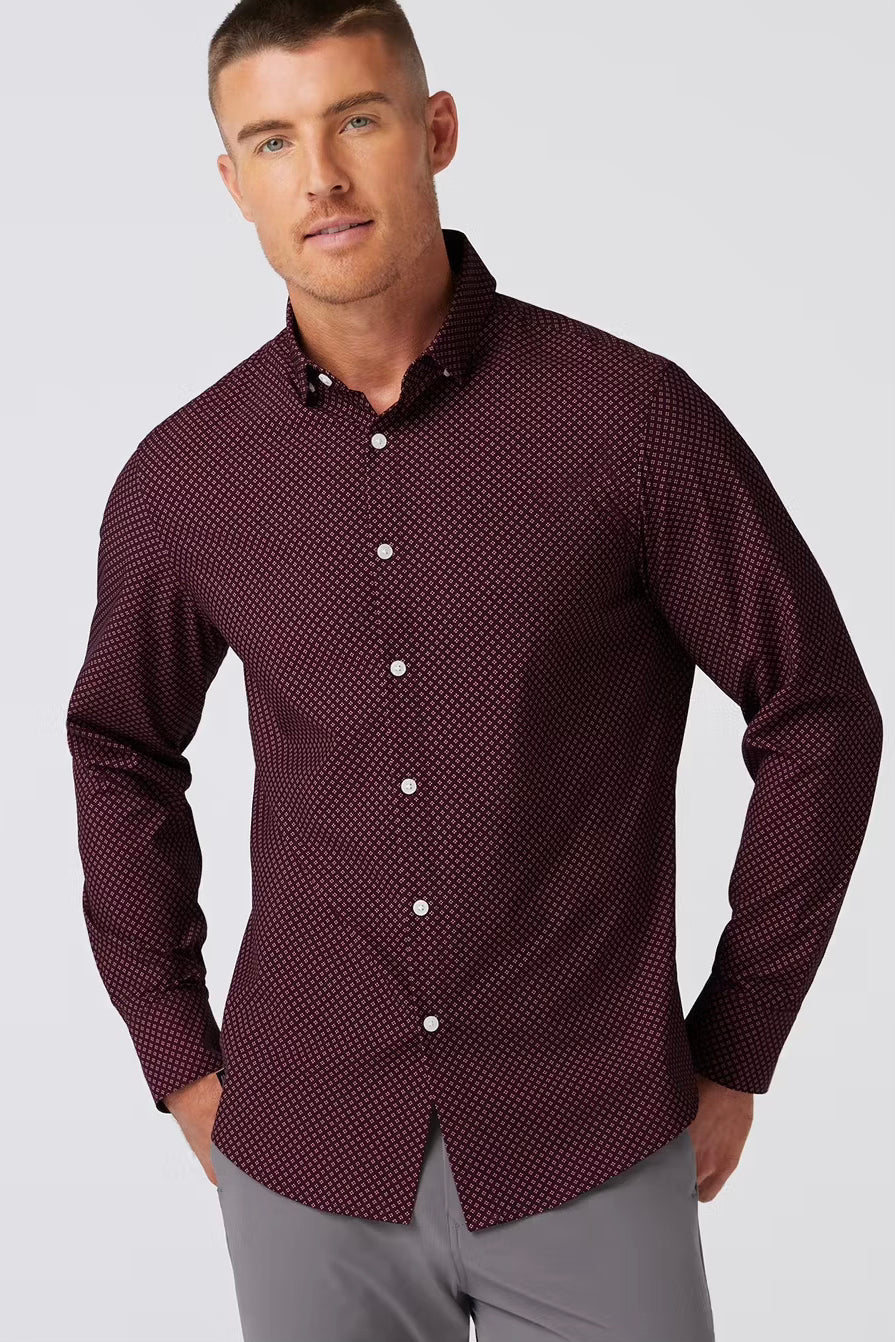 Leeward No Tuck Wine Clover Dress Shirt Leeward No Tuck Wine Clover Dress Shirt
