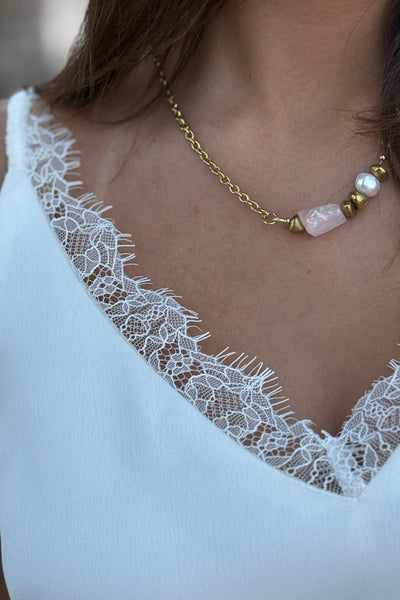 .Meridian Rose Quartz Necklace