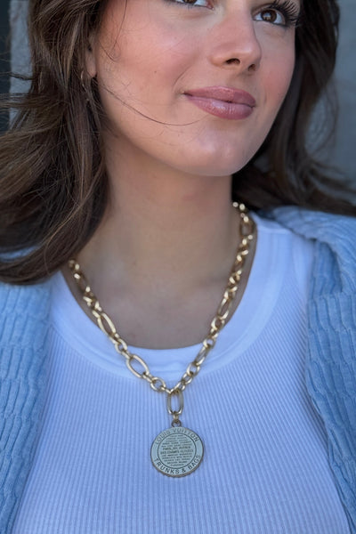 Designer Large Logo Charm Chunky Chain Necklace