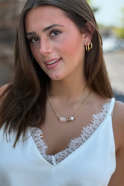 .Meridian Rose Quartz Necklace