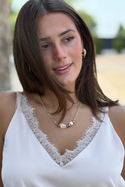 Sasha Lace Trim Cami, Blush