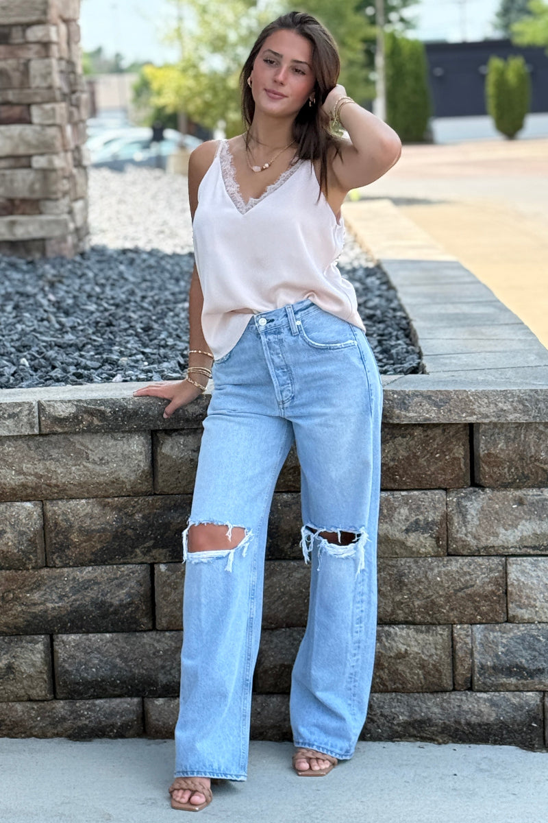 Sasha Lace Trim Cami, Blush