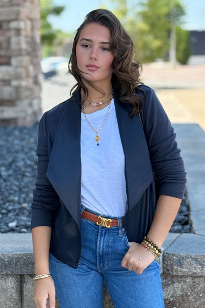 .Brooke Mixed Media Waterfall Cardigan/Jacket