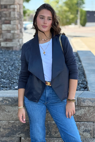 .Brooke Mixed Media Waterfall Cardigan/Jacket
