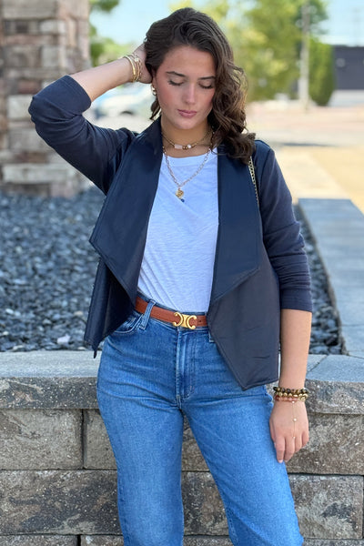 .Brooke Mixed Media Waterfall Cardigan/Jacket