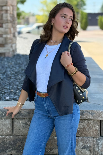 .Brooke Mixed Media Waterfall Cardigan/Jacket
