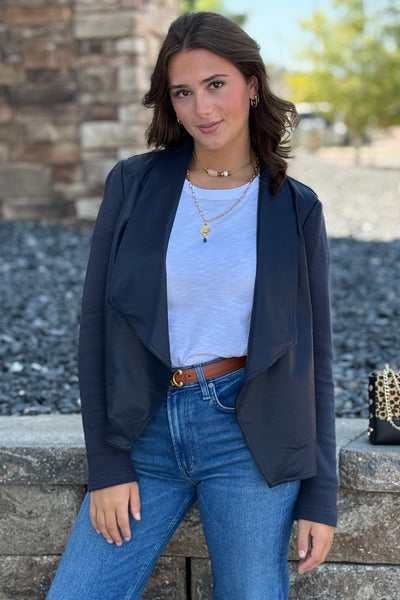 .Brooke Mixed Media Waterfall Cardigan/Jacket