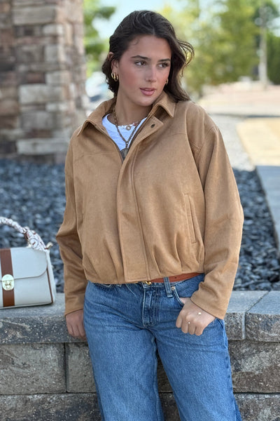 Pre-Order August Morgan Faux Suede Bomber