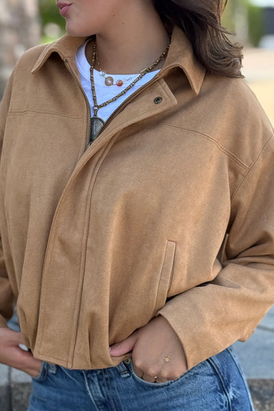 Pre-Order August Morgan Faux Suede Bomber