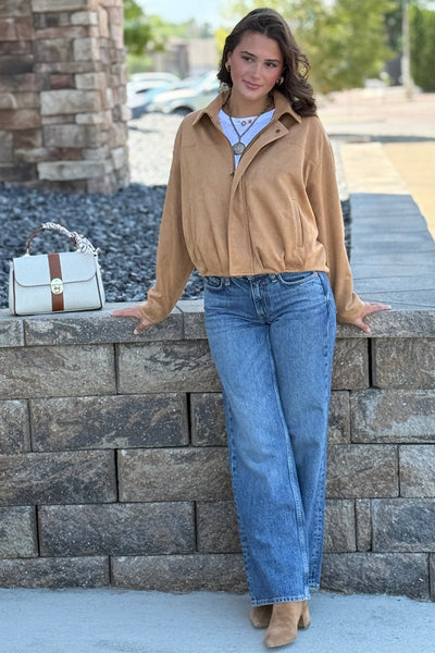 Pre-Order August Morgan Faux Suede Bomber