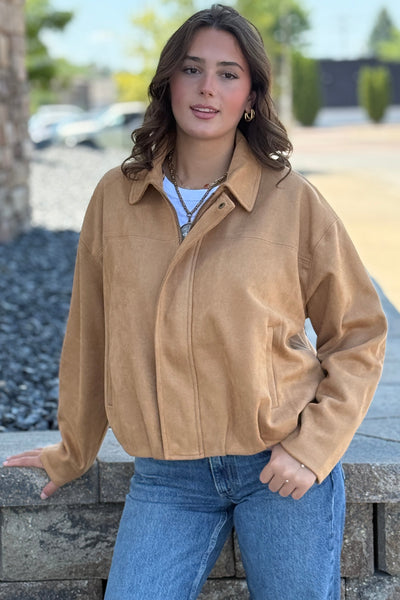 .Morgan Faux Suede Bomber