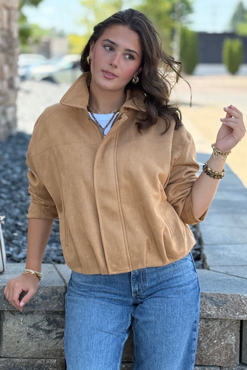 .Morgan Faux Suede Bomber