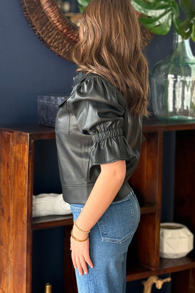 Paisley Faux Leather Jacket (SIZE UP), Black