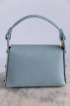 Nina Pebbled Leather Hand Bag, Dusty Blue