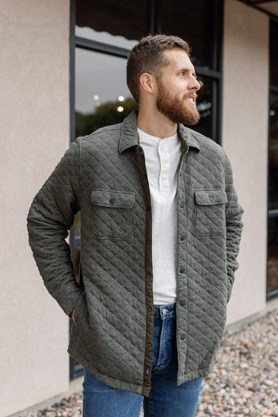 Faherty Epic Quilted Fleece CPO Jacket, Olive