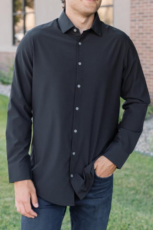 Mizzen & Main Leeward Dress Shirt, Black Black / M Mizzen & Main Leeward Dress Shirt, Black Black / M