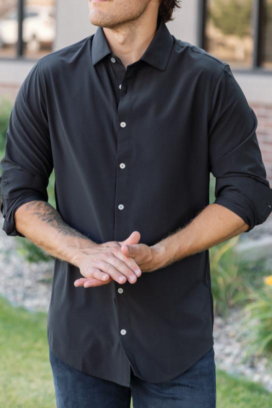 Mizzen & Main Leeward Dress Shirt, Black Black / M Mizzen & Main Leeward Dress Shirt, Black Black / M