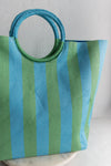 .Awning Stripe Tote, Aqua