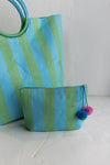 .Awning Stripe Pouch, Aqua