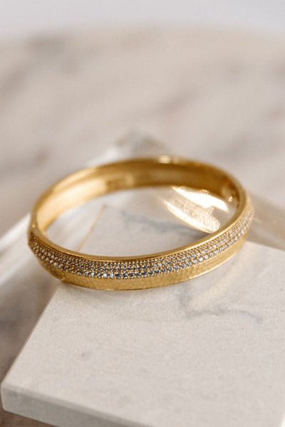 Gold Pavé Wide Bangle